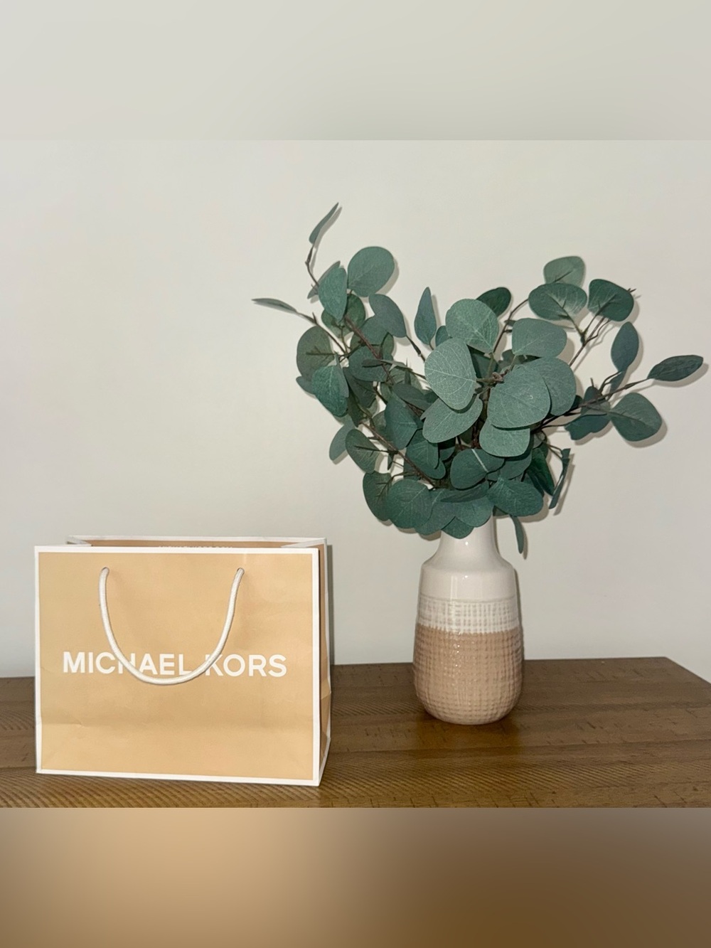 Michael Kors Two-Tone Beige and White Shopping Bag